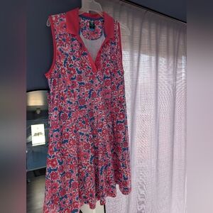 Floral Sleeveless Dress with Pink and Blue Pattern